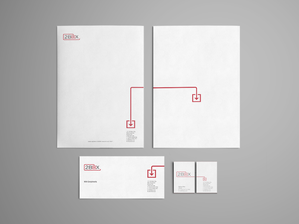 2Box Identity, Letterhead, Compliment Slip, Business Card